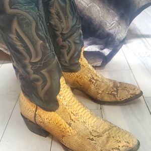 Larry Mahan's cowboy boots Men's real snake skin (python) 11